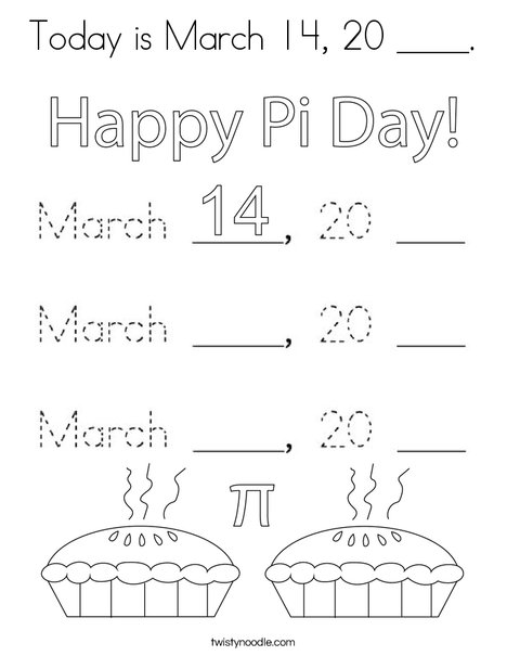 Today is March 14, 2020. Coloring Page