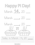 Today is March 14, 20 ____ Handwriting Sheet