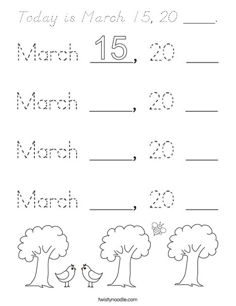 Today is March 15, 2020. Coloring Page