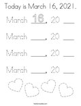 Today is March 16, 2021.Coloring Page