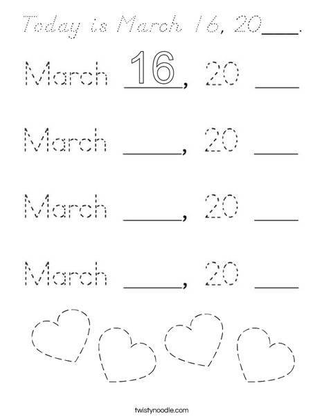 Today is March 16, 2020. Coloring Page