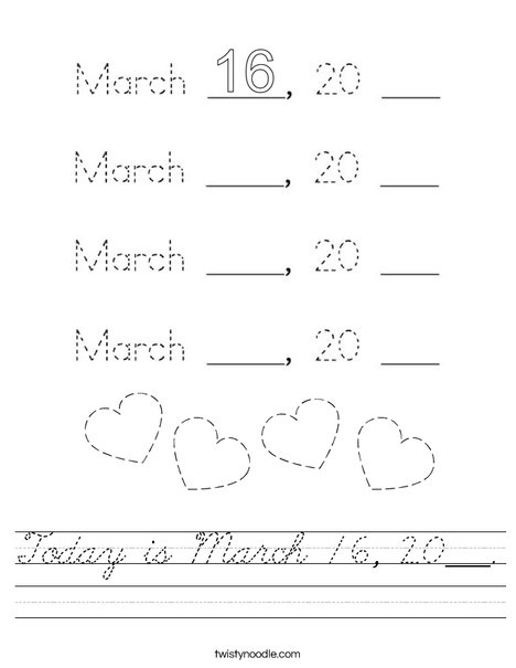 Today is March 16, 2020. Worksheet