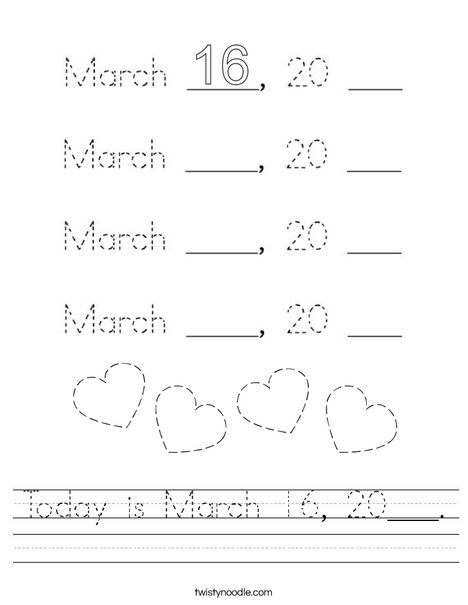 Today is March 16, 2020. Worksheet