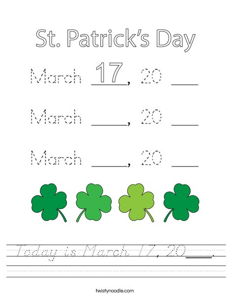 Today is March 17, 2020. Worksheet