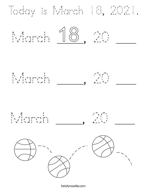 Today is March 18, 2020. Coloring Page