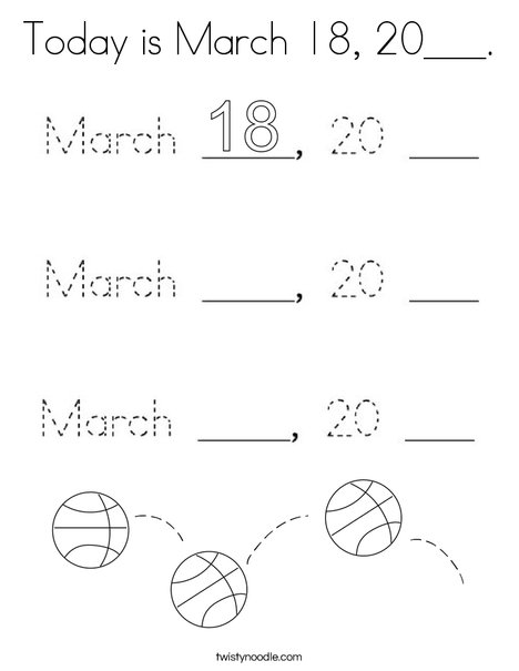 Today is March 18, 2020. Coloring Page