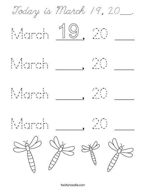 Today is March 19, 2021. Coloring Page