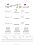 Today is March 2, 2020 Worksheet