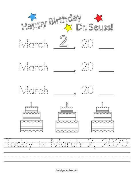 Today is March 2, 2020. Worksheet
