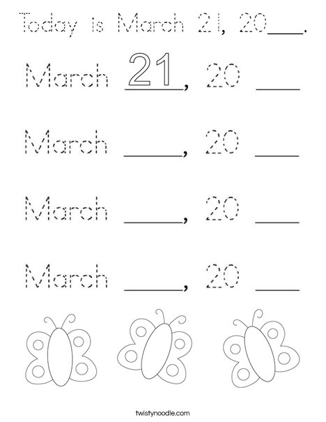 Today is March 21, 2020. Coloring Page