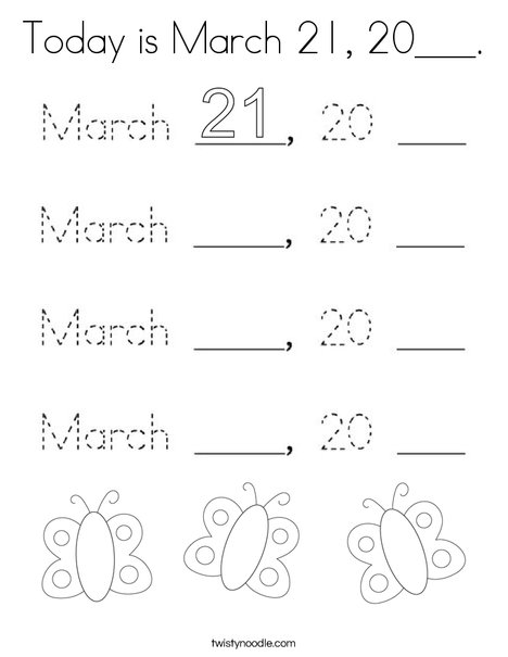 Today is March 21, 2020. Coloring Page