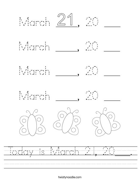 Today is March 21, 2020. Worksheet