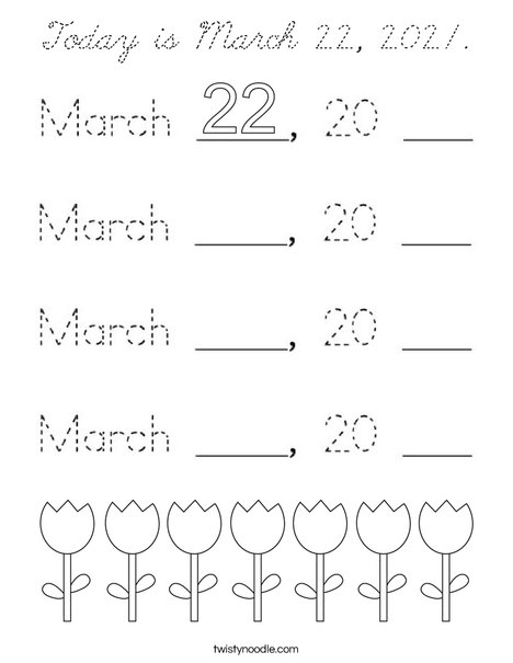 Today is March 22, 2020. Coloring Page