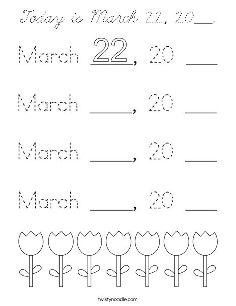 Today is March 22, 2020. Coloring Page