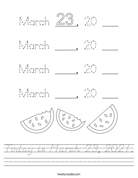 Today is March 23, 2020. Worksheet