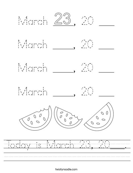Today is March 23, 2020. Worksheet