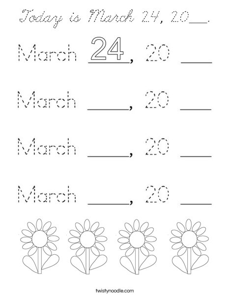 Today is March 24, 2020. Coloring Page