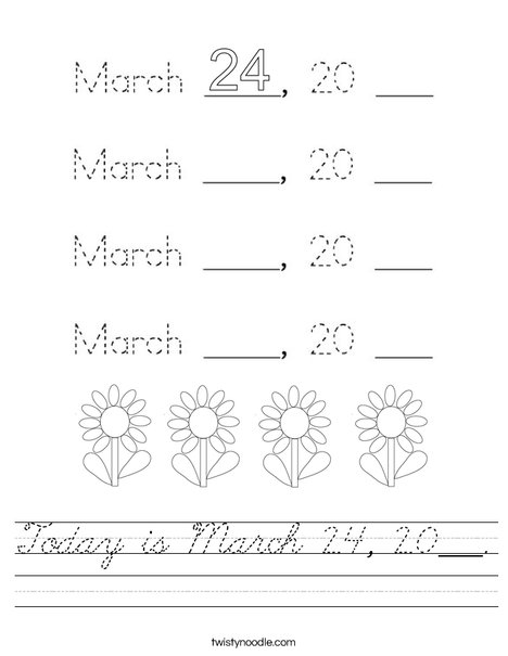 Today is March 24, 2020. Worksheet