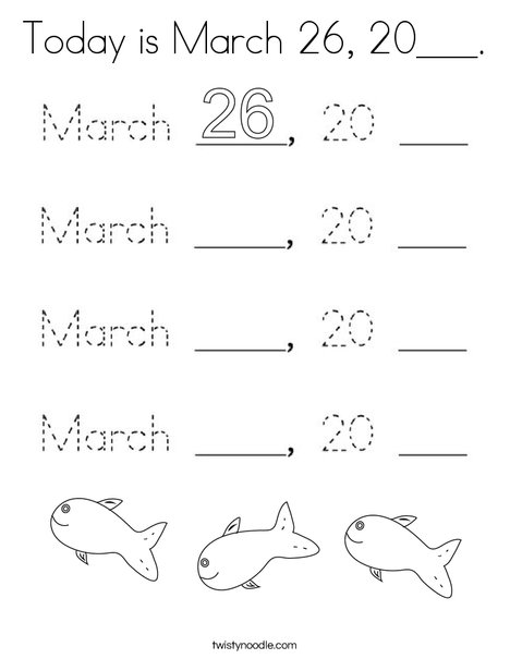 Today is March 26, 2020. Coloring Page
