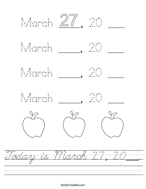 Today is March 27, 2020. Worksheet
