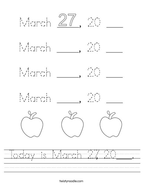 Today is March 27, 2020. Worksheet