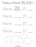 Today is March 28, 2021.Coloring Page