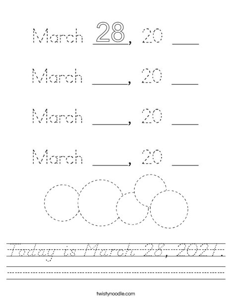 Today is March 28, 2020. Worksheet