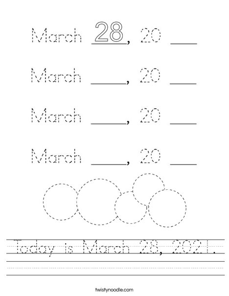 Today is March 28, 2020. Worksheet