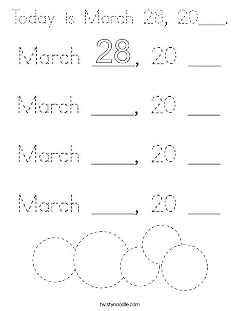 Today is March 28, 2020. Coloring Page