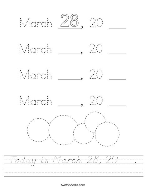 Today is March 28, 2020. Worksheet