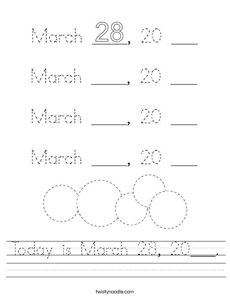 Today is March 28, 2020. Worksheet