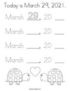 Today is March 29, 2021 Coloring Page