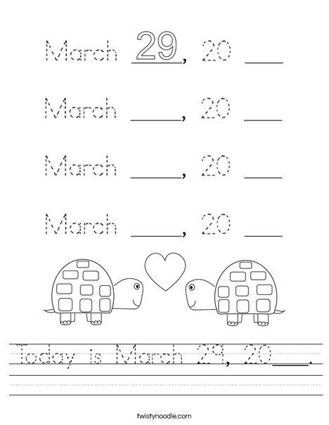 Today is March 29, 2020. Worksheet