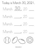 Today is March 30, 2021. Coloring Page