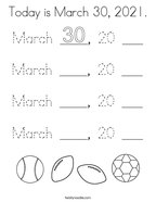 Today is March 30, 2021 Coloring Page