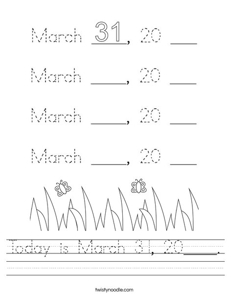 Today is March 31, 2020. Worksheet