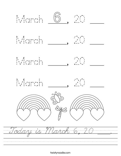 Today is March 6, 2020. Worksheet