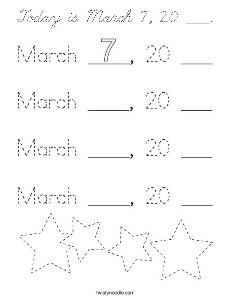 Today is March 7, 2020. Coloring Page