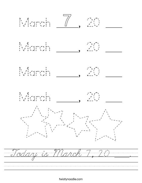 Today is March 7, 2020. Worksheet
