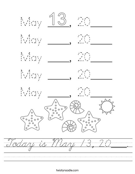 Today is May 13, 2020. Worksheet