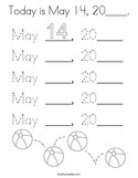 Today is May 14, 20____ Coloring Page