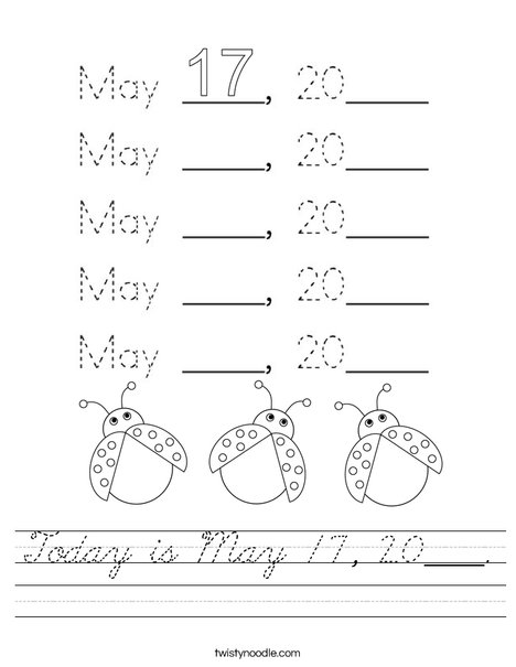 Today is May 17, 2020. Worksheet