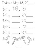 Today is May 18, 20____ Coloring Page