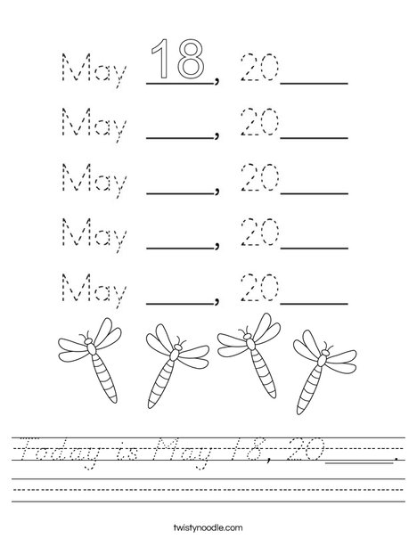 Today is May 18, 2020. Worksheet