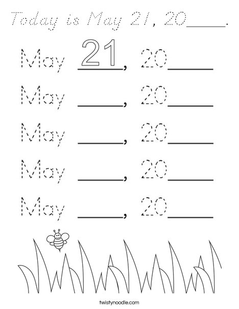 Today is May 21, 2020. Coloring Page