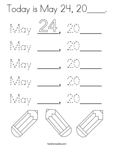 Today is May 24, 2020. Coloring Page