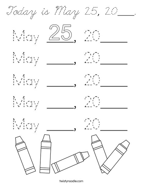 Today is May 25, 2020. Coloring Page