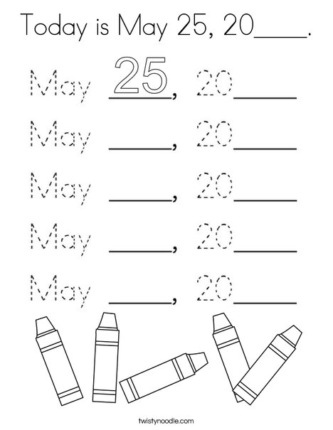 Today is May 25, 2020. Coloring Page