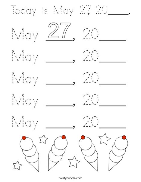 Today is May 27, 2020. Coloring Page