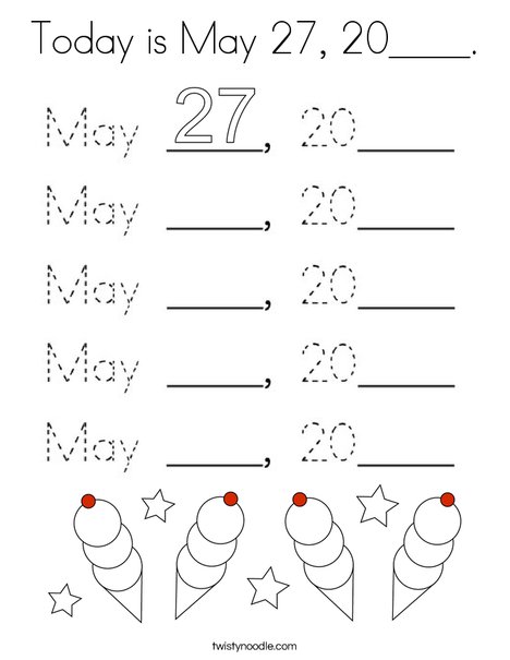 Today is May 27, 2020. Coloring Page